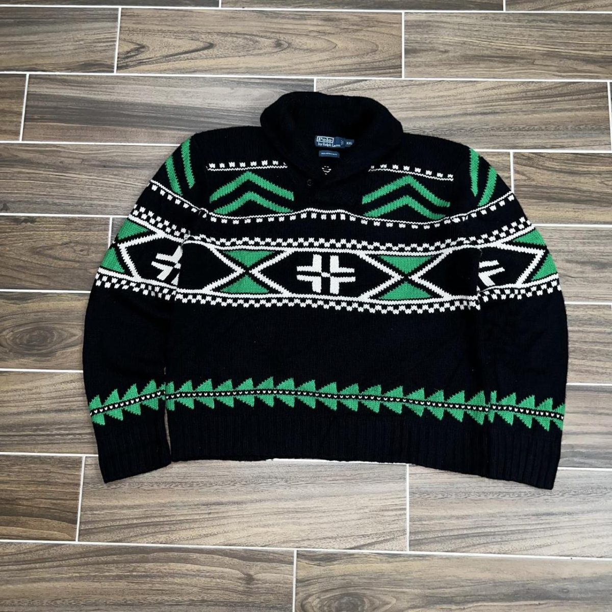 Polo Ralph Lauren Men's Black and Green Jumper - Image 1