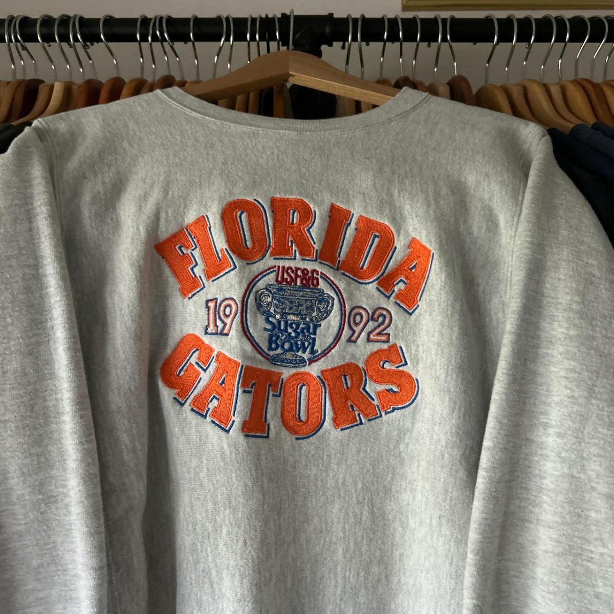 Champion Men's Grey and Orange Sweatshirt - Image 3