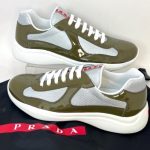 Prada Men's Green and Khaki Trainers - Image 3